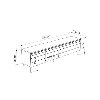 Тумба под ТВ ARYA TV STAND WHITE WHITE WHITE 180X36X50 СМ. (LEV00519)