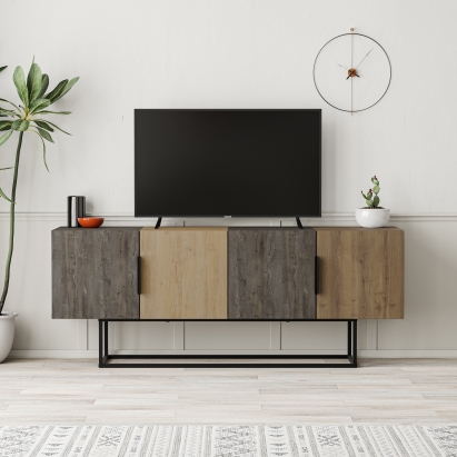 Тумба под ТВ TONTINI TV STAND DARK COFFEE OAK HITIT 140X38X55 СМ. (LEV00465)