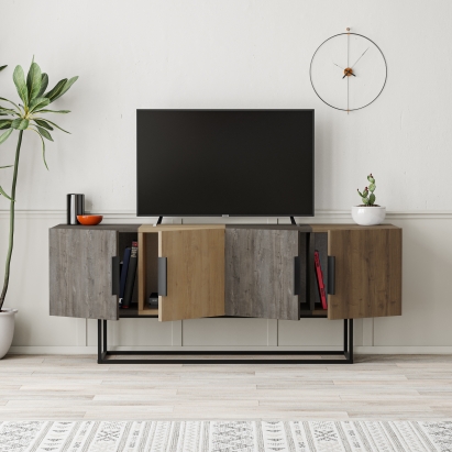 Тумба под ТВ TONTINI TV STAND DARK COFFEE OAK HITIT 140X38X55 СМ. (LEV00465)