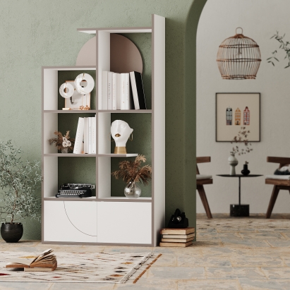 Стеллаж прямой HALF BOOKCASE LIGHT MOCHA WHITE WHITE 85X30X165 СМ. (LEV00677)