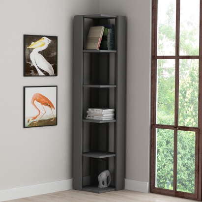 Стеллаж угловой NATI CORNER BOOKCASE ANTHRACITE ANTHRACITE ANTHRACITE 34X34X161 СМ. (LEV00709)