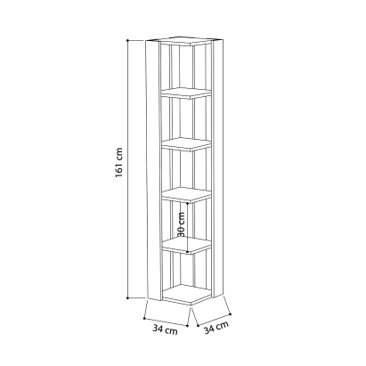 Стеллаж угловой NATI CORNER BOOKCASE ANTHRACITE ANTHRACITE ANTHRACITE 34X34X161 СМ. (LEV00709)