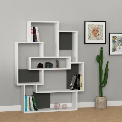 Стеллаж прямой BARCE BOOKCASE WHITE WHITE ANTHRACITE 101X22X132 СМ. (LEV00582)