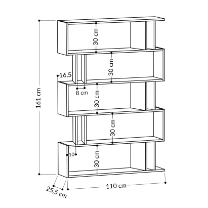 Стеллаж прямой PARTIRO BOOKCASE ANCIENT WHITE WHITE  110X26X161 СМ. (LEV00610)