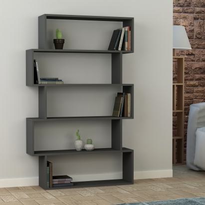 Стеллаж прямой KAT BOOKCASE ANTHRACITE ANTHRACITE  95X25,3X158,8 СМ. (LEV00578)