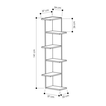 Стеллаж угловой SASO CORNER BOOKCASE LIGHT MOCHA DARK COFFEE LIGHT MOCHA 37X24X141 СМ. (LEV00711)