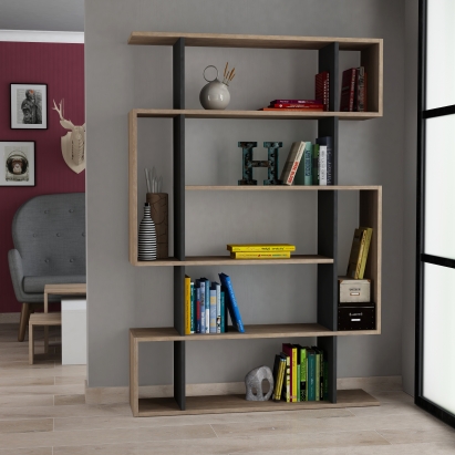 Стеллаж прямой MITO BOOKCASE ANTHRACITE OAK  109X26X161 СМ. (LEV00594)