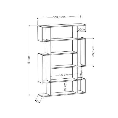 Стеллаж прямой MITO BOOKCASE ANTHRACITE OAK  109X26X161 СМ. (LEV00594)