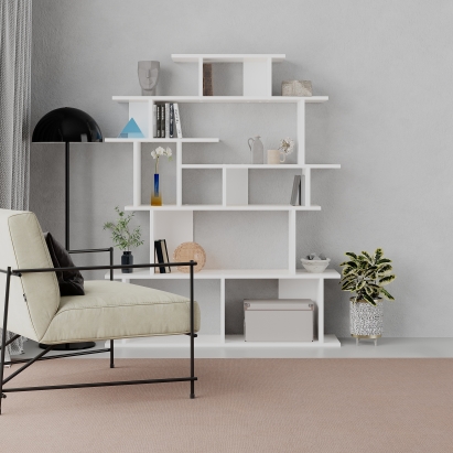 Стеллаж прямой APOLLON BOOKCASE WHITE WHITE WHITE 120X29X149 СМ. (LEV00686)