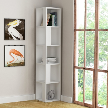 Стеллаж угловой PIANO BOOKCASE WHITE WHITE WHITE 31X31X159 СМ. (LEV00621)