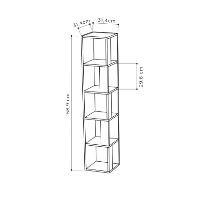 Стеллаж угловой PIANO BOOKCASE WHITE WHITE WHITE 31X31X159 СМ. (LEV00621)