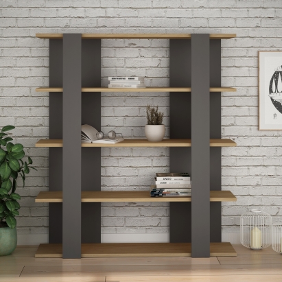 Стеллаж прямой TITA BOOKCASE ANTHRACITE OAK ANTHRACITE 110X29X122 СМ. (LEV00618)