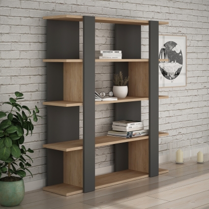 Стеллаж прямой TITA BOOKCASE ANTHRACITE OAK ANTHRACITE 110X29X122 СМ. (LEV00618)