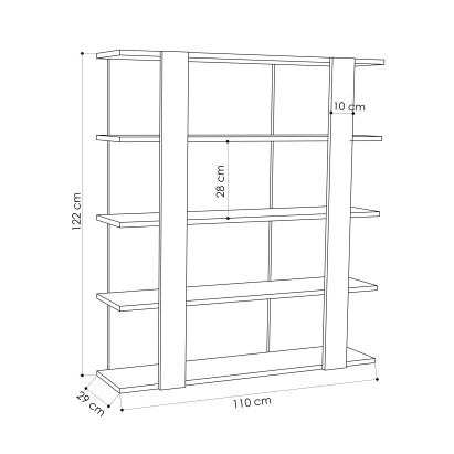 Стеллаж прямой TITA BOOKCASE ANTHRACITE OAK ANTHRACITE 110X29X122 СМ. (LEV00618)