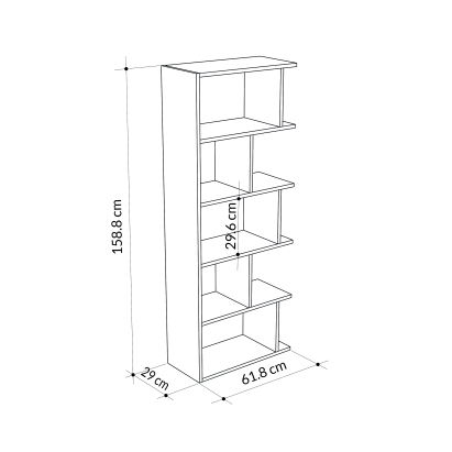 Стеллаж прямой TAPI BOOKCASE WHITE WHITE  62X30X159 СМ. (LEV00625)