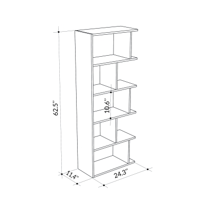 Стеллаж прямой TAPI BOOKCASE WHITE WHITE  62X30X159 СМ. (LEV00625)