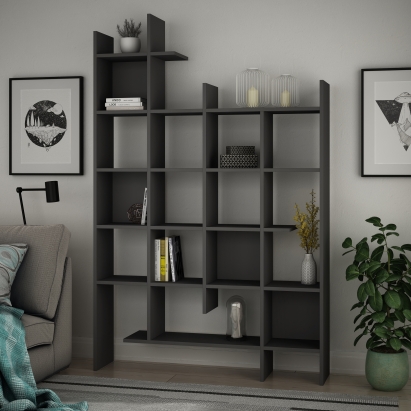 Стеллаж прямой MANCO BOOKCASE ANTHRACITE ANTHRACITE ANTHRACITE 122X26X188 СМ. (LEV00588)