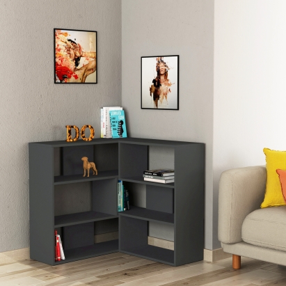 Стеллаж прямой MOLLY BOOKCASE NO.3 ANTHRACITE ANTHRACITE ANTHRACITE 158X30X89 СМ. (LEV00607)