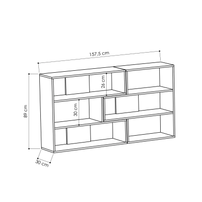 Стеллаж прямой MOLLY BOOKCASE NO.3 ANTHRACITE ANTHRACITE ANTHRACITE 158X30X89 СМ. (LEV00607)