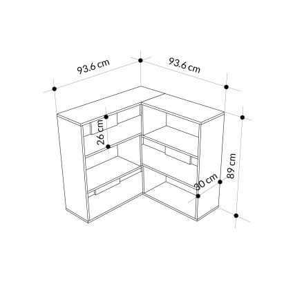 Стеллаж прямой MOLLY BOOKCASE NO.3 ANTHRACITE ANTHRACITE ANTHRACITE 158X30X89 СМ. (LEV00607)