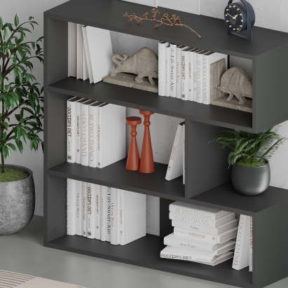 Стеллаж прямой MOLLY BOOKCASE NO.1 ANTHRACITE ANTHRACITE ANTHRACITE 94X30X89 СМ. (LEV00598)