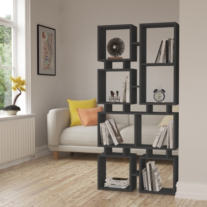 Стеллаж прямой RAIL BOOKCASE NO.1 ANTHRACITE ANTHRACITE  79X24X167 СМ. (LEV00601)