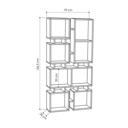 Стеллаж прямой RAIL BOOKCASE NO.1 ANTHRACITE ANTHRACITE  79X24X167 СМ. (LEV00601)