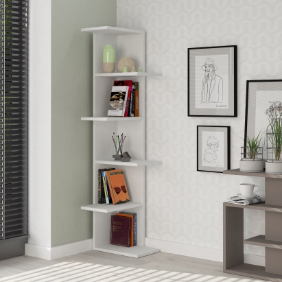 Стеллаж угловой SASO CORNER BOOKCASE WHITE WHITE WHITE 37X24X141 СМ. (LEV00707)