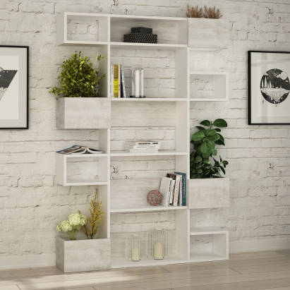 Стеллаж прямой NIHO BOOKCASE WHITE WHITE ANCIENT WHITE 120X25X171 СМ. (LEV00647)