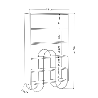 Стеллаж прямой NORFOLK BOOKCASE OAK OAK  97X25X159 СМ. (LEV00663)