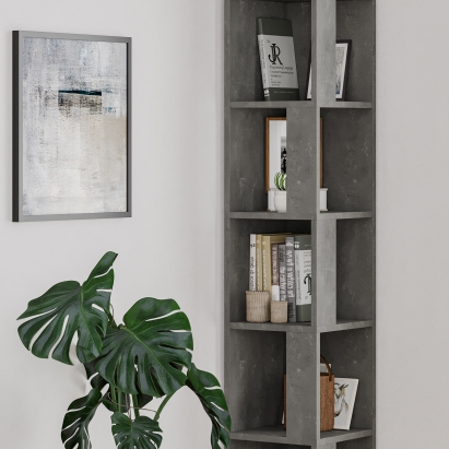 Стеллаж угловой PIANO BOOKCASE RETRO GRAY RETRO GRAY RETRO GRAY 31X31X159 СМ. (LEV00682)