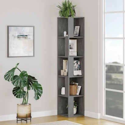 Стеллаж угловой PIANO BOOKCASE RETRO GRAY RETRO GRAY RETRO GRAY 31X31X159 СМ. (LEV00682)