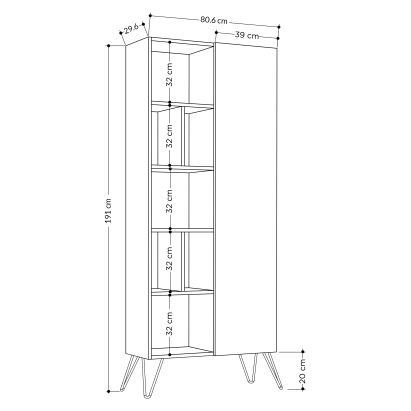 Стеллаж прямой JEDDA BOOKCASE LIGHT MOCHA LIGHT MOCHA LIGHT MOCHA 81X30X191 СМ. (LEV00669)