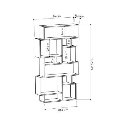 Стеллаж прямой KARMATO BOOKCASE ANTHRACITE ANTHRACITE  96X26X169 СМ. (LEV00574)