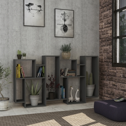 Стеллаж прямой KARMATO BOOKCASE ANTHRACITE ANTHRACITE  96X26X169 СМ. (LEV00574)