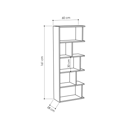 Стеллаж прямой TAPI BOOKCASE SET OF 2 WHITE ANTHRACITE  124X30X159 СМ. (LEV00632)