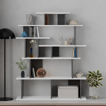 Стеллаж прямой APOLLON BOOKCASE ANTHRACITE WHITE  120X29X149 СМ. (LEV00683)