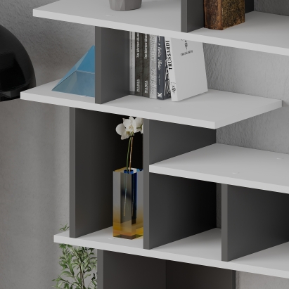 Стеллаж прямой APOLLON BOOKCASE ANTHRACITE WHITE  120X29X149 СМ. (LEV00683)