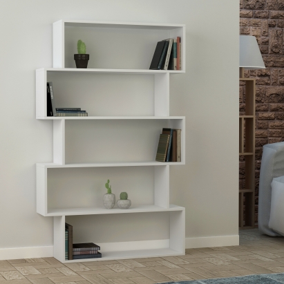 Стеллаж прямой KAT BOOKCASE WHITE WHITE  95X25,3X158,8 СМ. (LEV00579)