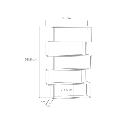 Стеллаж прямой KAT BOOKCASE WHITE WHITE  95X25,3X158,8 СМ. (LEV00579)