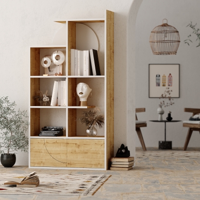 Стеллаж прямой HALF BOOKCASE WHITE OAK OAK 85X30X165 СМ. (LEV00679)