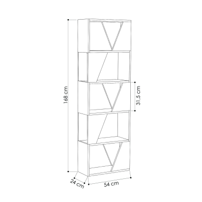 Стеллаж прямой FRAME BOOKCASE OAK OAK OAK 54X24X168 СМ. (LEV00573)