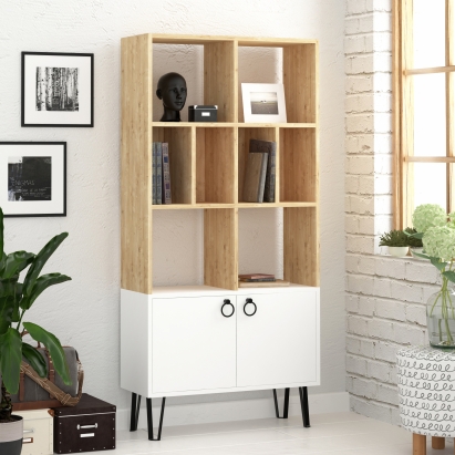 Стеллаж прямой BENE BOOKCASE OAK WHITE WHITE 80X30X166 СМ. (LEV00653)