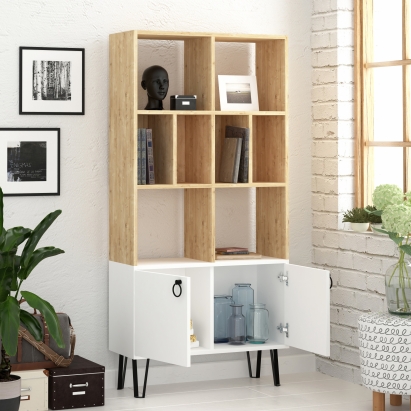 Стеллаж прямой BENE BOOKCASE OAK WHITE WHITE 80X30X166 СМ. (LEV00653)