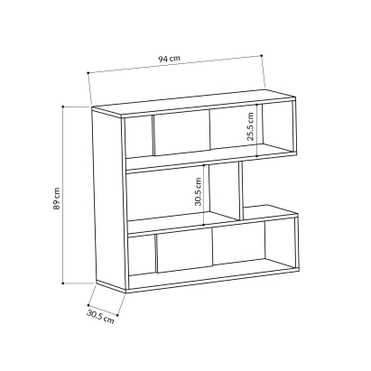 Стеллаж прямой MOLLY BOOKCASE NO.1 OAK OAK OAK 94X30X89 СМ. (LEV00605)