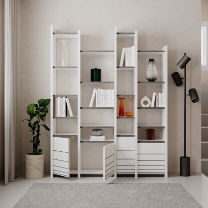 Стеллаж прямой ARYA BOOKCASE WHITE WHITE WHITE 127X27X165 СМ. (LEV00680)