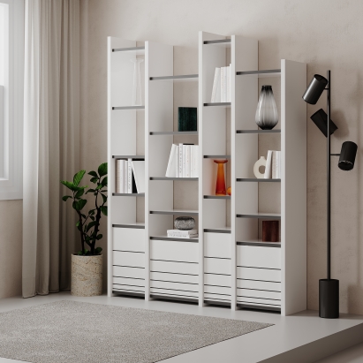 Стеллаж прямой ARYA BOOKCASE WHITE WHITE WHITE 127X27X165 СМ. (LEV00680)