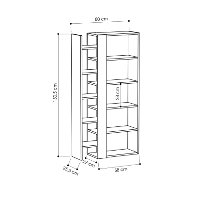 Стеллаж прямой LIFT BOOKCASE WHITE WHITE LIGHT MOCHA 80X29X151 СМ. (LEV00597)