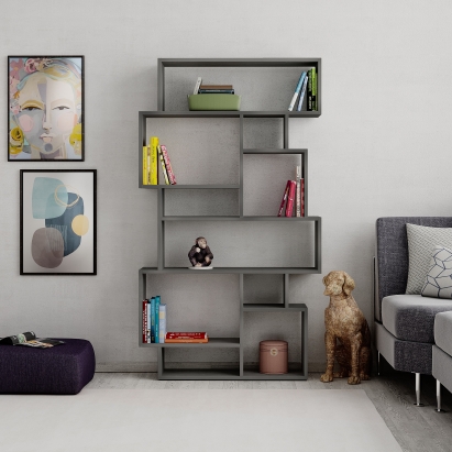 Стеллаж прямой KARMATO BOOKCASE RETRO GRAY RETRO GRAY  96X26X169 СМ. (LEV00681)