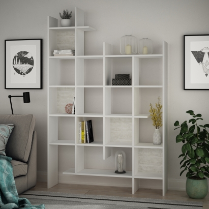 Стеллаж прямой MANCO BOOKCASE WHITE WHITE ANCIENT WHITE 122X26X188 СМ. (LEV00589)